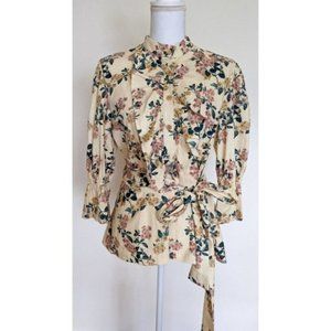 Pasduchas Momento Floral Linen Blouse size 10